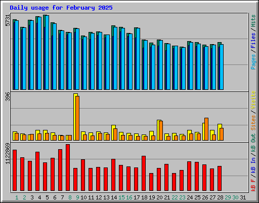 Daily usage for February 2025